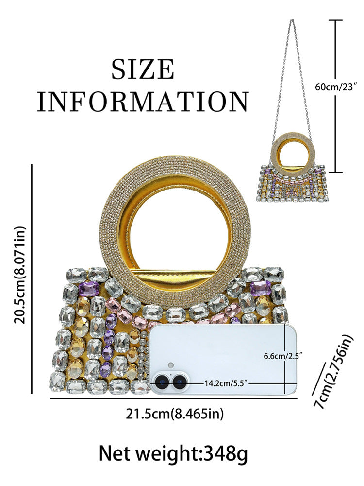 Women's Fashion High-grade Full Diamond Light Luxury Dinner Bag