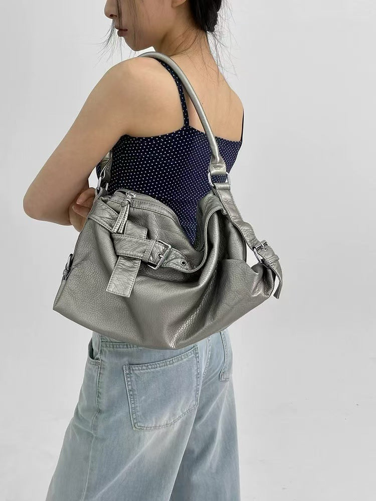 Capacity Pure Color Washed Trendy Cool Hot Women's Messenger Bag