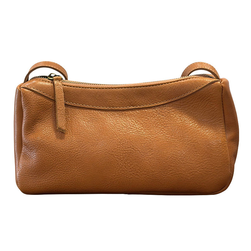 Women's Simple Brown Yellow First Layer Leather Genuine Women's Messenger Bag