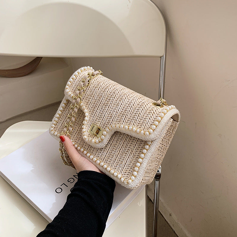 Pretty Women's Woven Summer Fashion Chain Small Square Bags