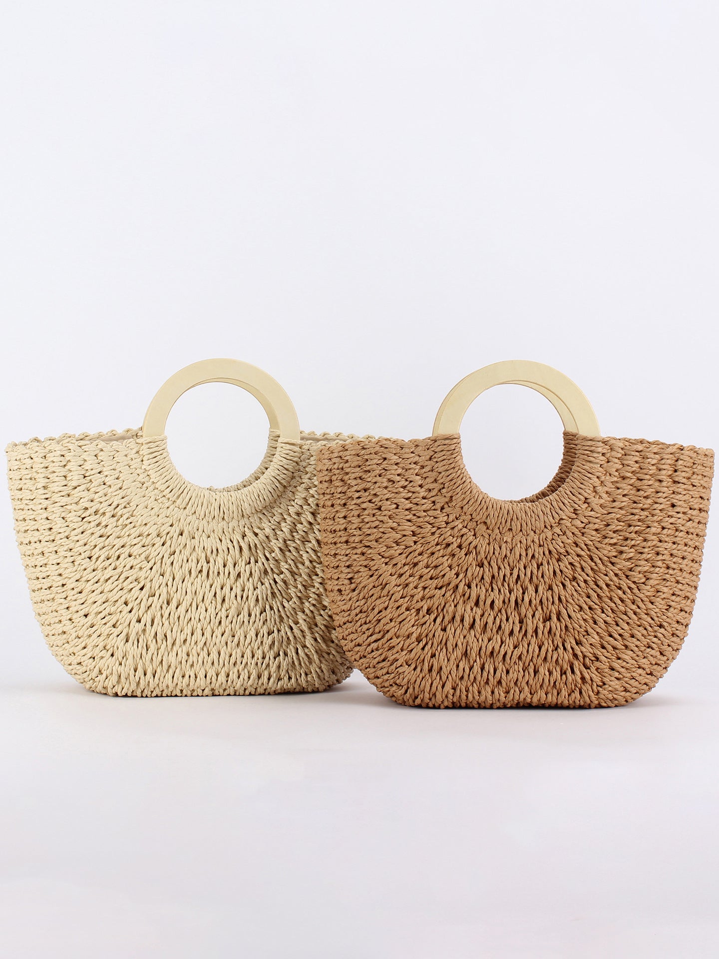 Women's Wooden Carrying Mori Style Hand-woven Woven Women's Handbag