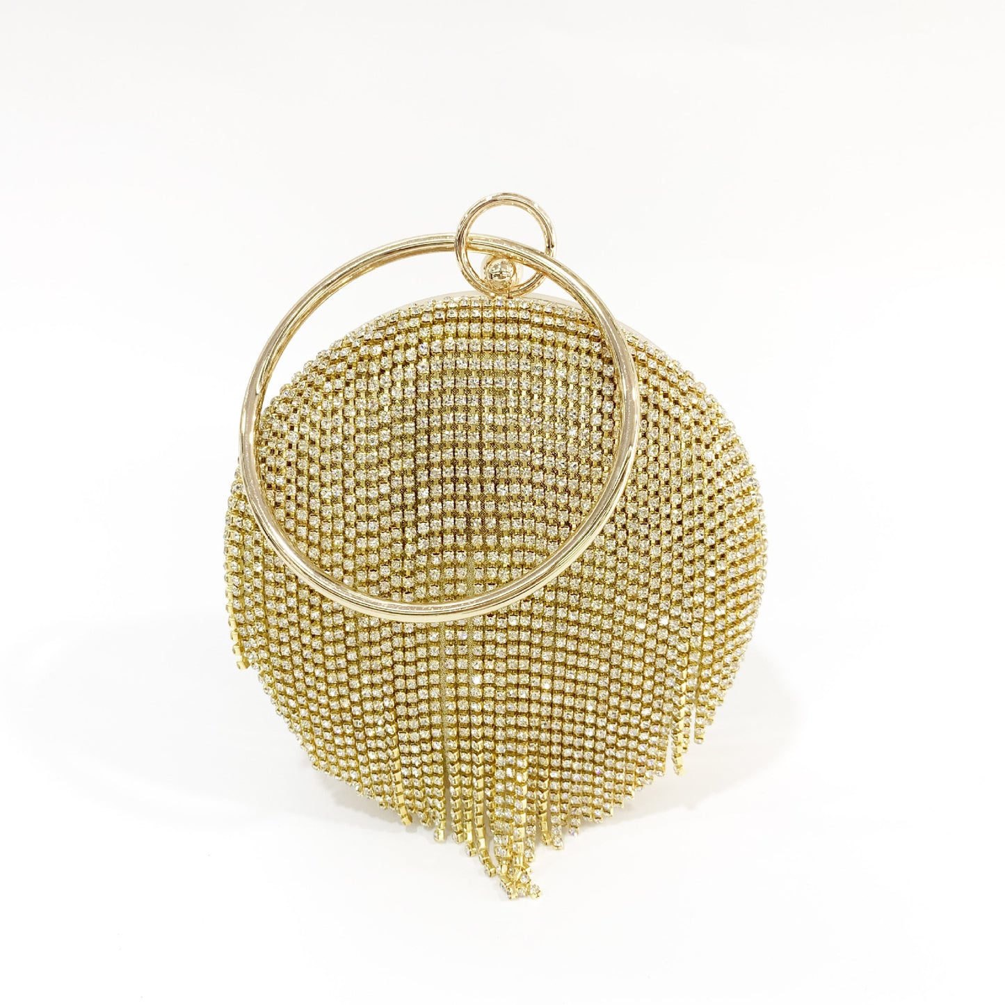 Women's Rhinestone Tassel Round Party Dress Clutch Evening Bags