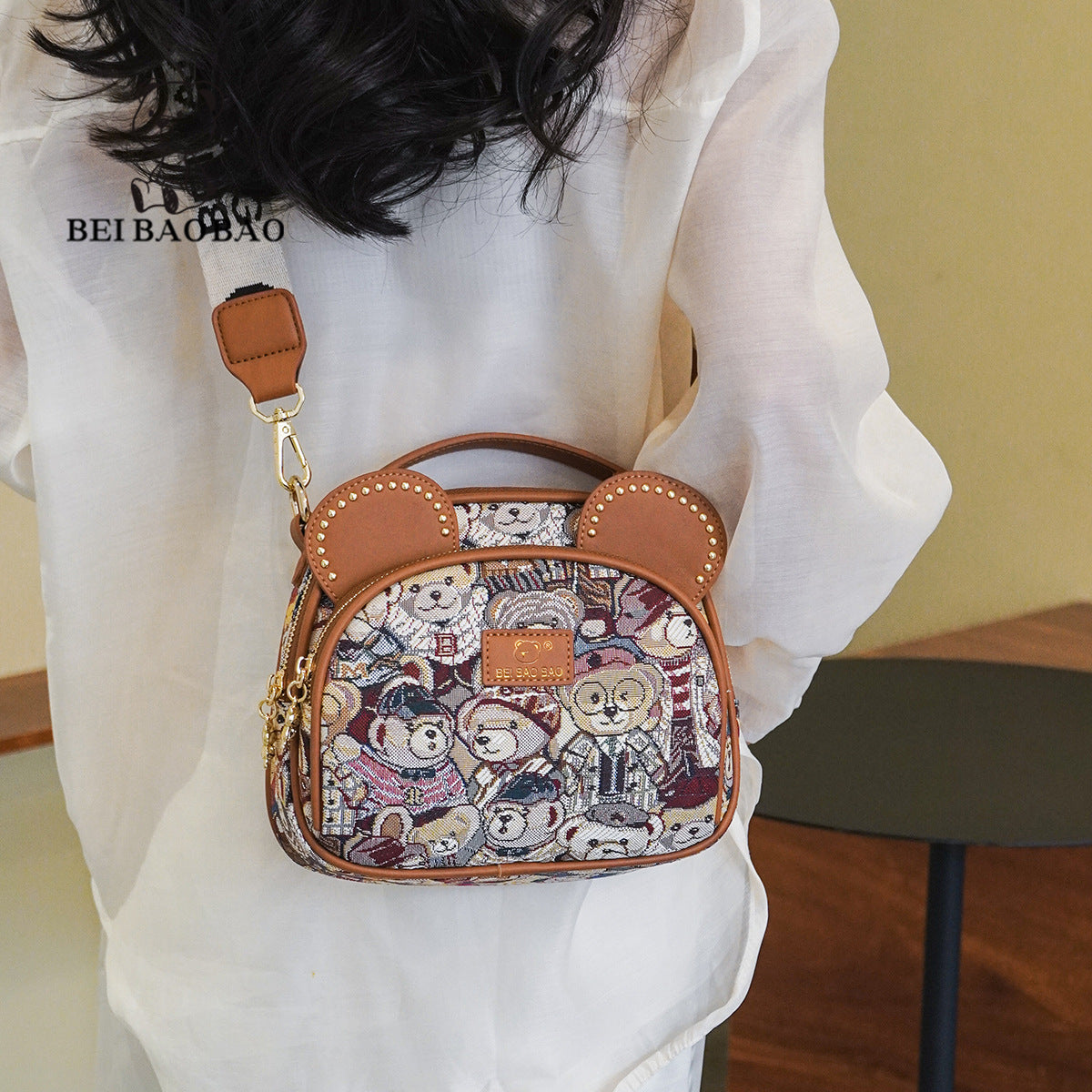 Women's Source Design Canvas Embroidered Wide Strap Bags