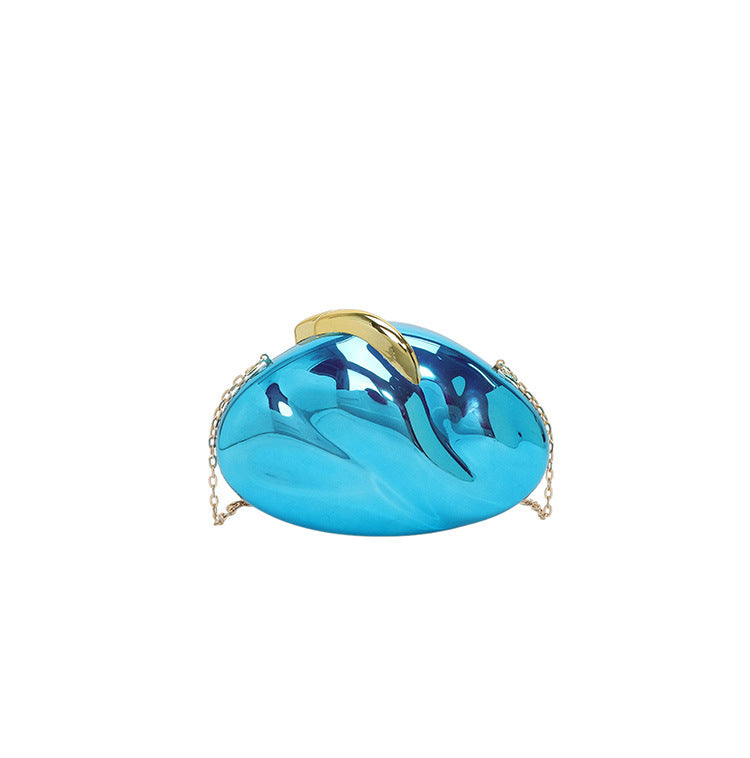 Oval Acrylic Electroplated Glossy Dinner Fashion Women's Messenger Bag
