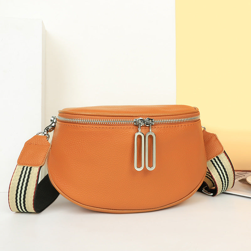 Women's Genuine Leather First Layer Cowhide Saddle Women's Shoulder Bag