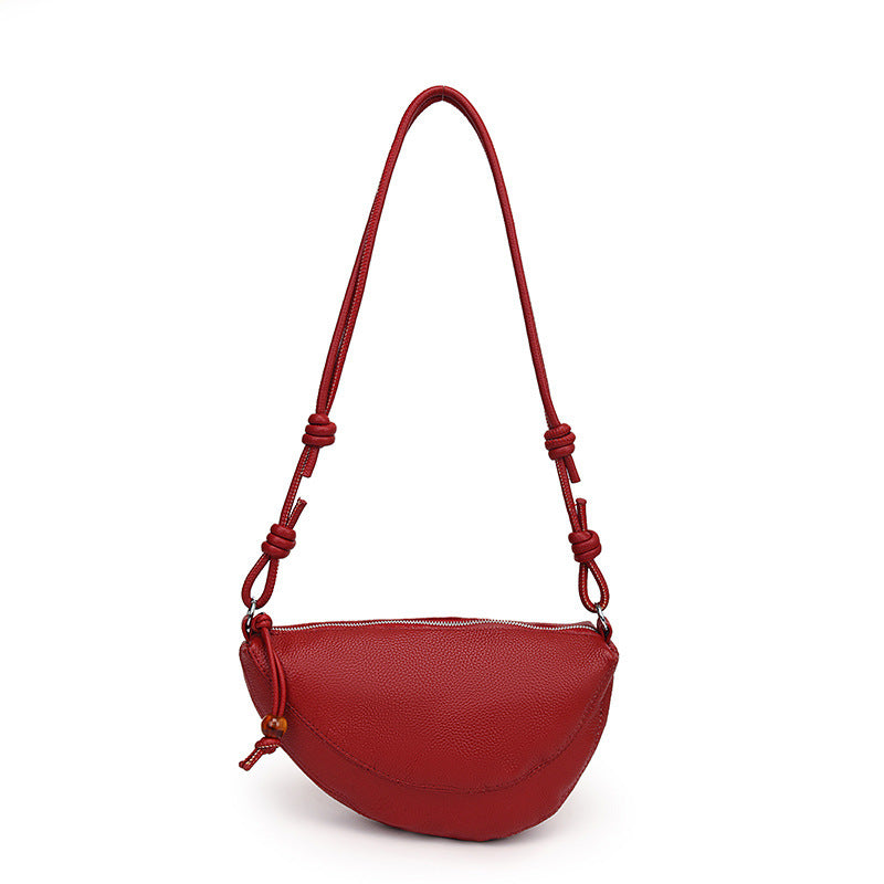 Women's Leather Croissant First Layer Cowhide Dumpling Bags