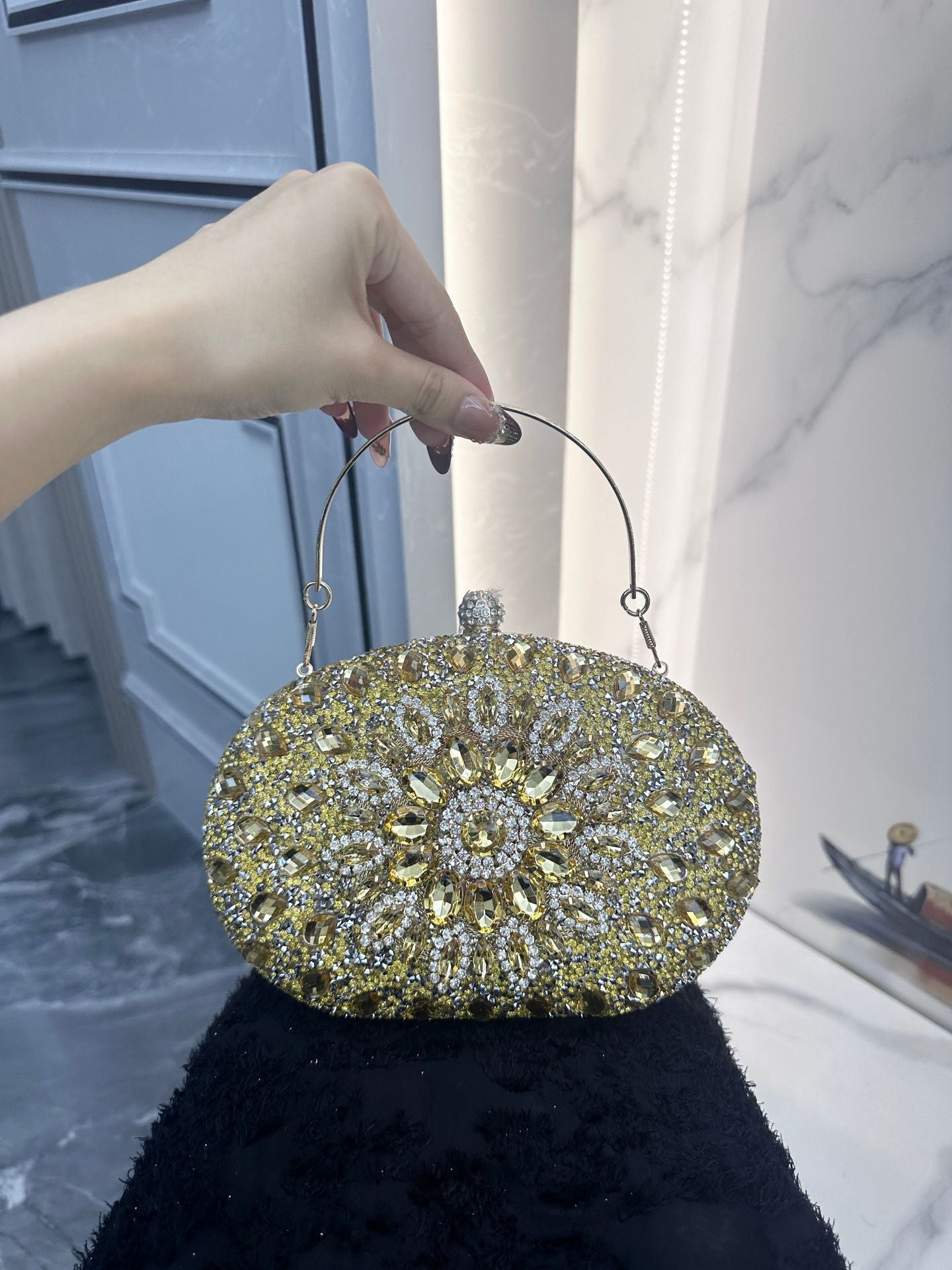Beautiful Sunflower Banquet Clutch Dress Diamond Dinner Bag