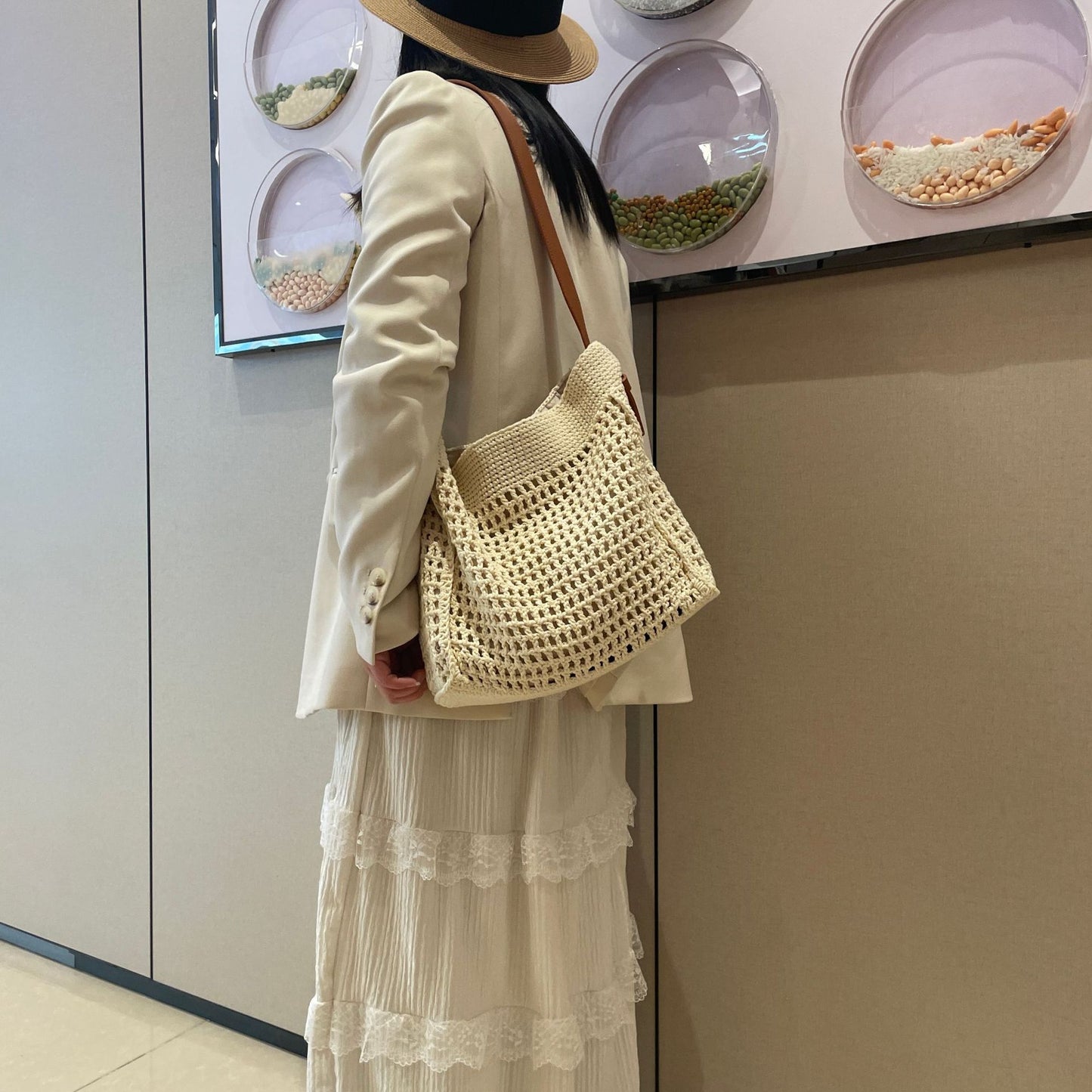 Women's Seaside Vacation Beach French Lazy Style Simple Women's Shoulder Bag