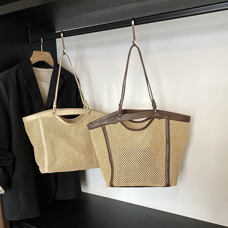 Women's Large Capacity Straw Idle Style Portable Bags