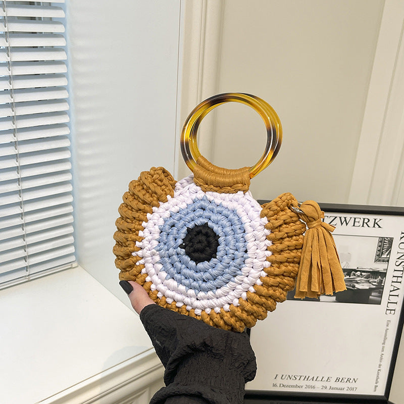Creative Strip Thread Woven Large Capacity Big Eye Monster Vacation Bags