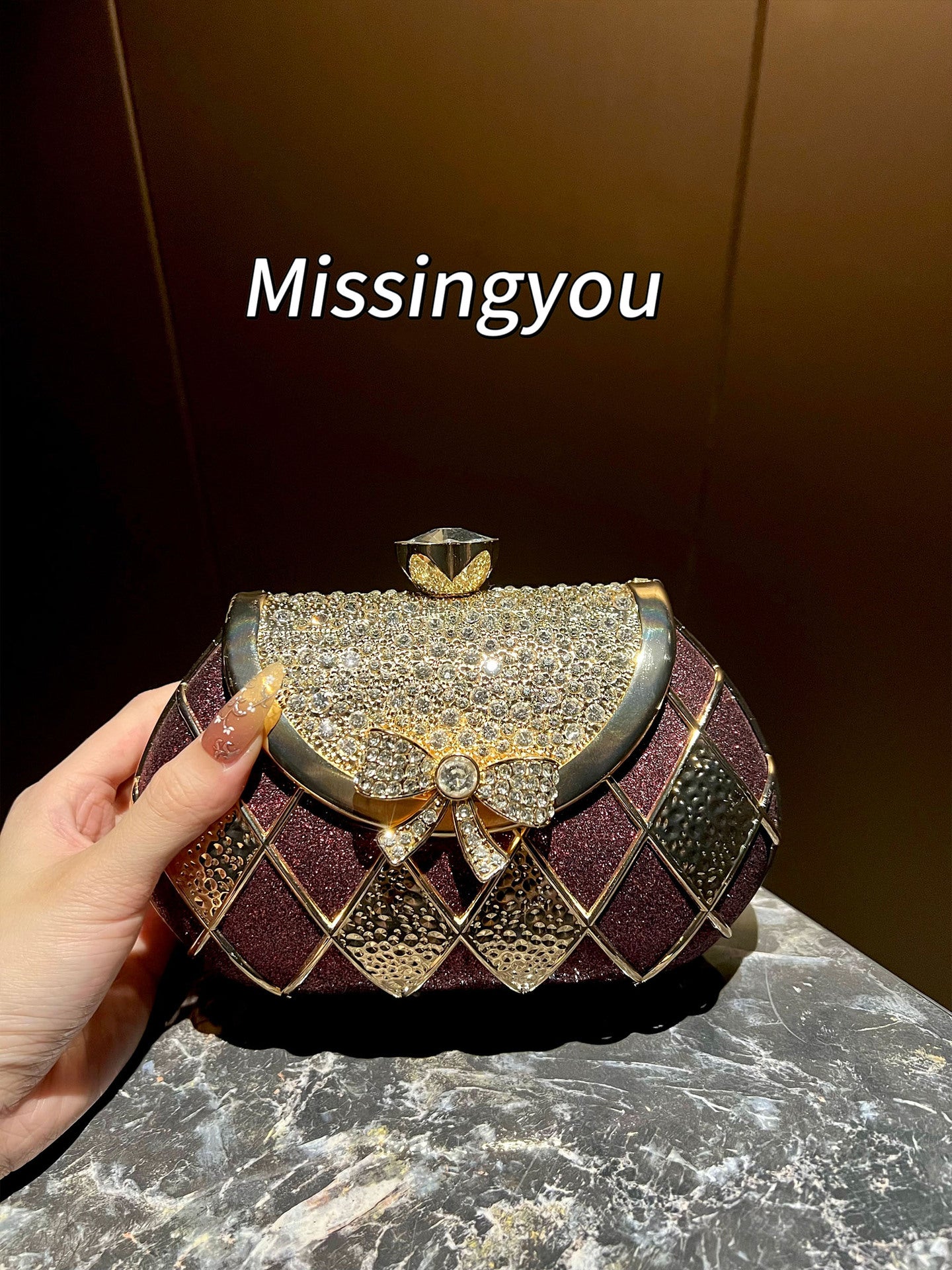 Fashion Exquisite Versatile Chain Bow Niche Dinner Bag