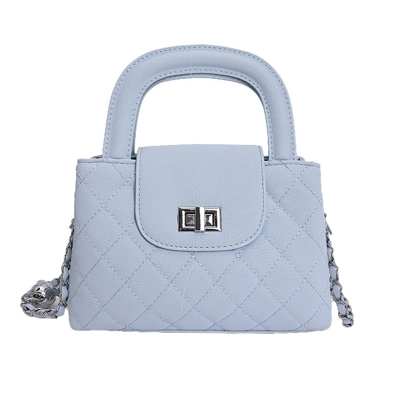 Women's Style Rhombus Chain Textured Portable Fashion Small Square Bag