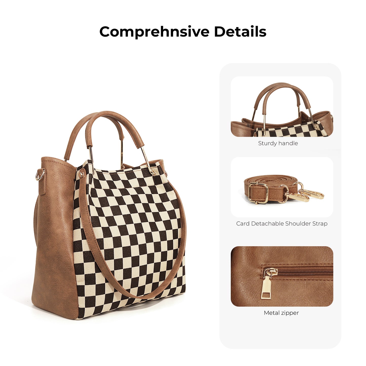 Fashion Black White Plaid Simple Elegant Retro Women's Messenger Bag