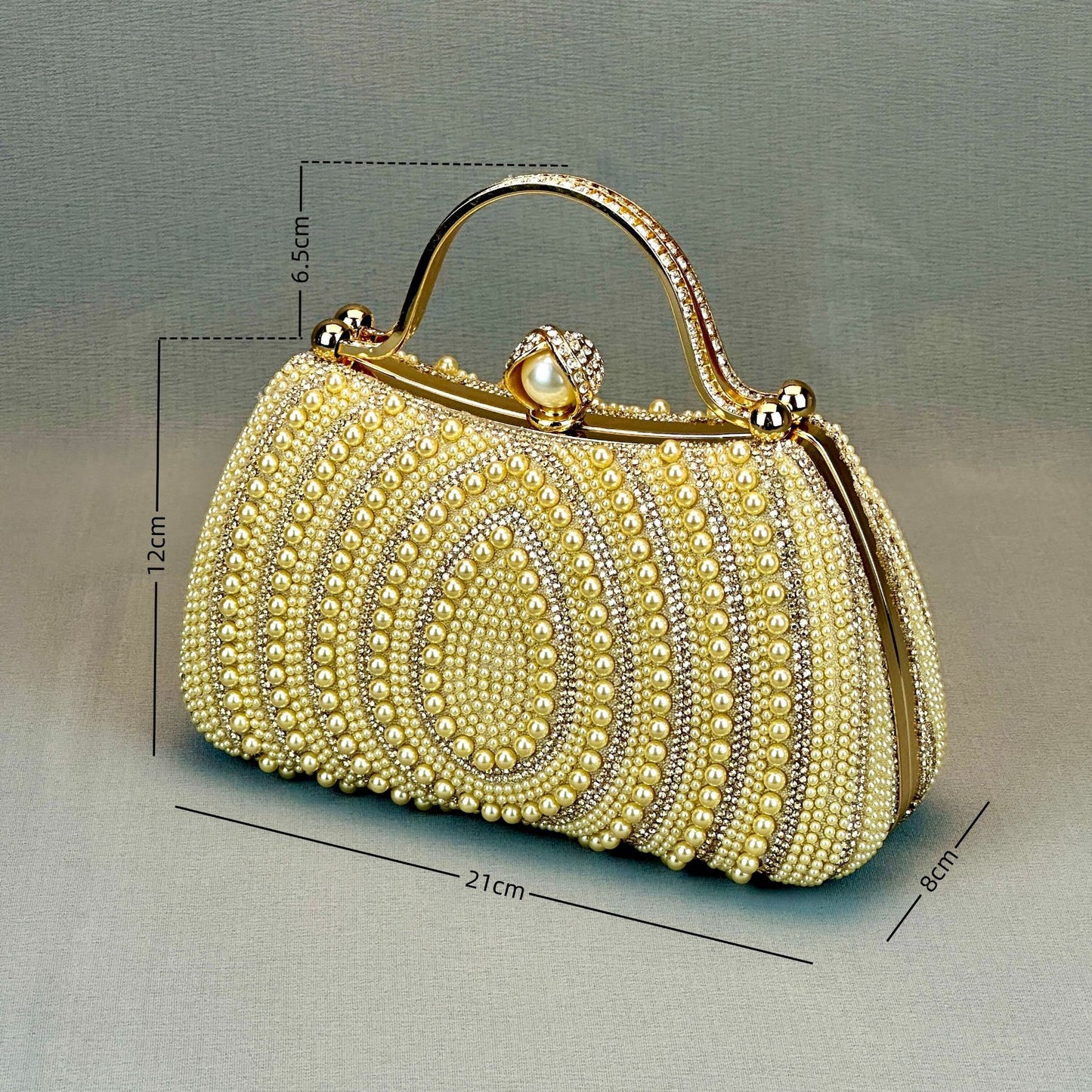 Women's Stylish Water Drop Pearl Hand Rhinestone One Party Dinner Bag