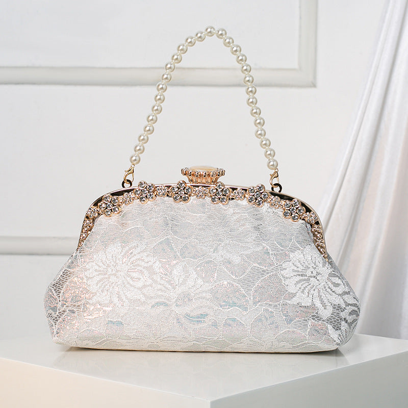 Women's Cheongsam Chinese Style Traditional Wedding Banquet Hand Bridal Pearl Dinner Bag