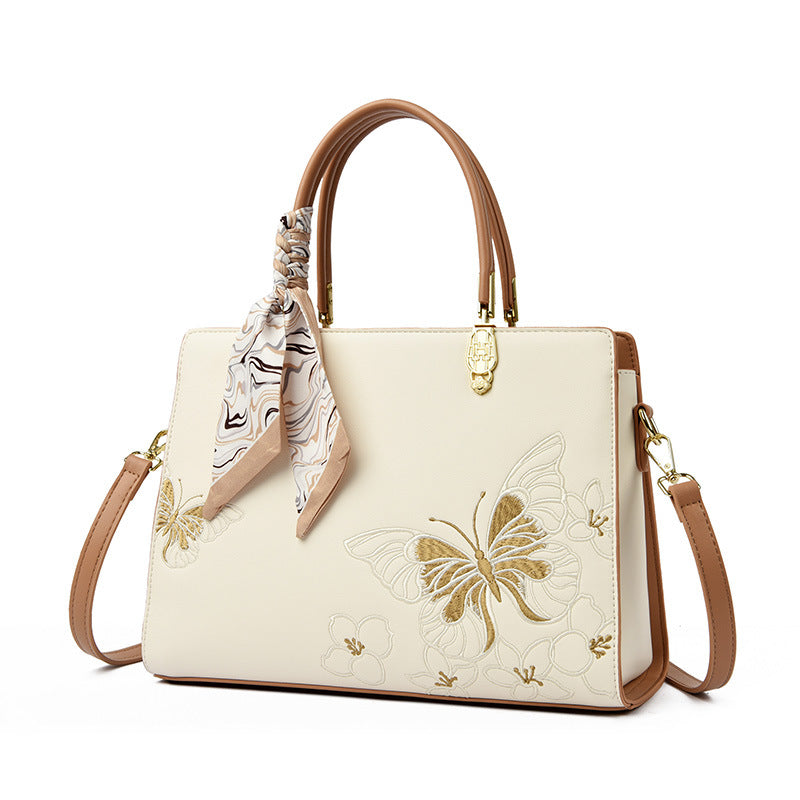 Women's High-grade Embroidered Silk Scarf Large Capacity Light Luxury Commute Women's Handbag