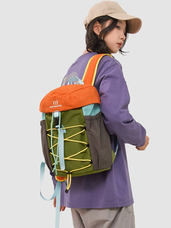 Women's Portable Contrast Color Leisure Drawstring College Backpacks
