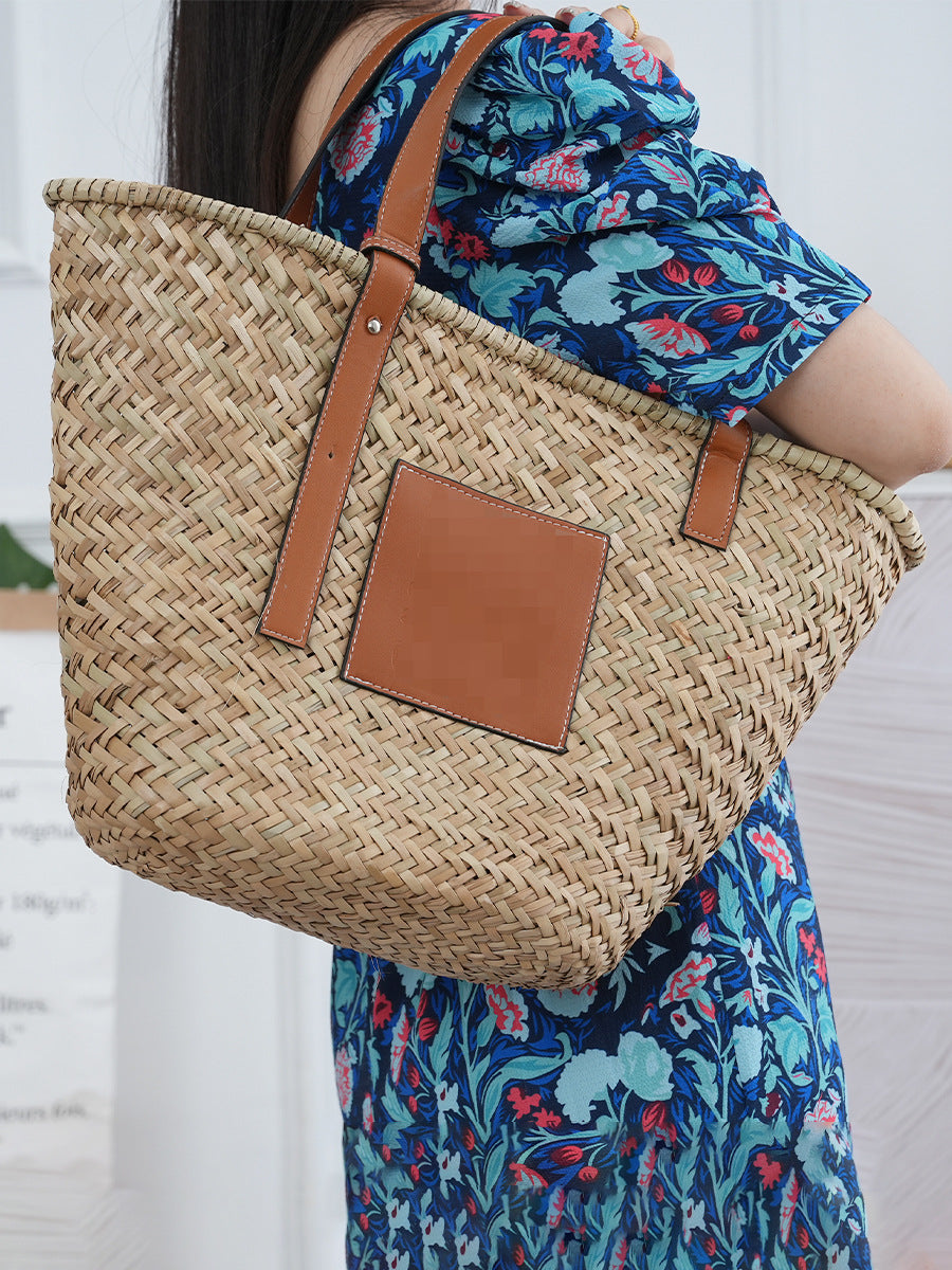 Vegetable Basket Large Capacity Seaside Leisure Vacation French Women's Shoulder Bag