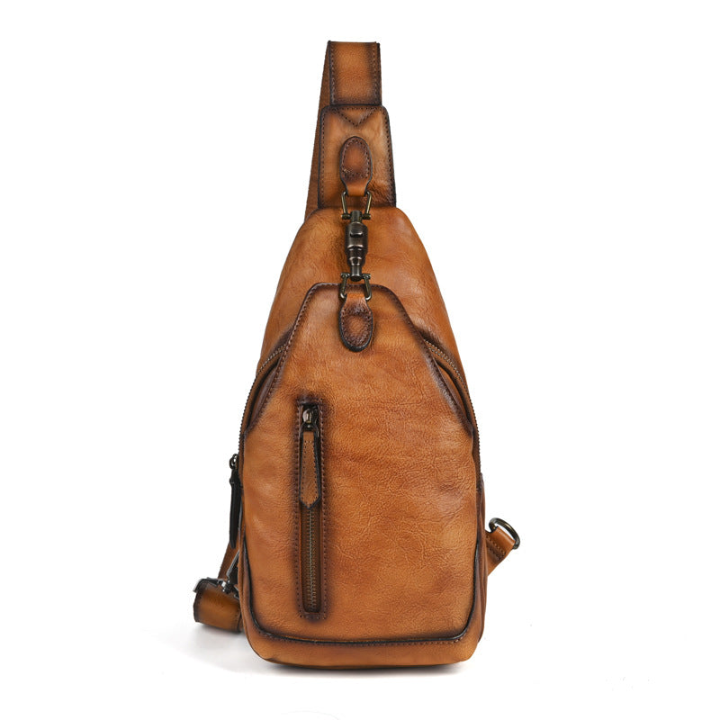 Men's Crazy Horse Leather Simple Vertical Large Lock