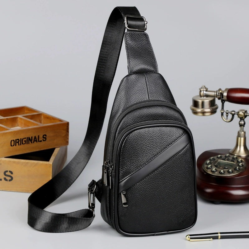 Men's Live Broadcast First Layer Cowhide Korean Men's Shoulder Bags