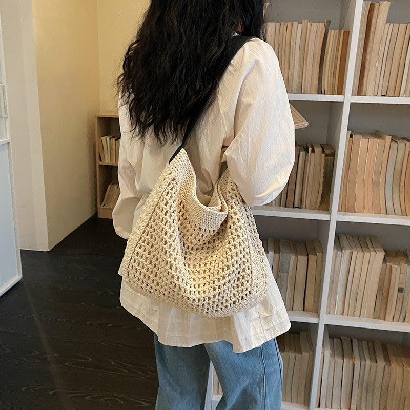 Women's Summer Fashion Large Capacity Underarm Korean Knitted Bags
