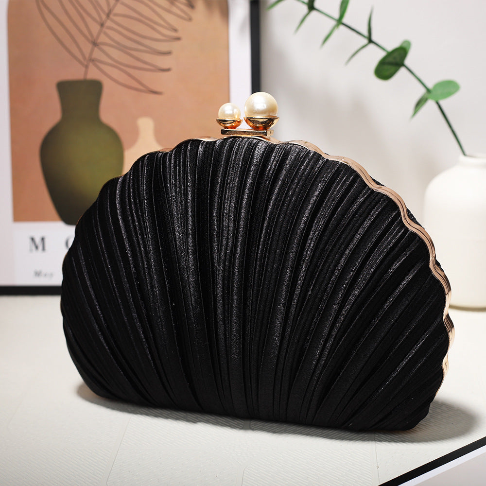 Glamorous Shell Pleated Clutch Banquet Dress Dinner Bag