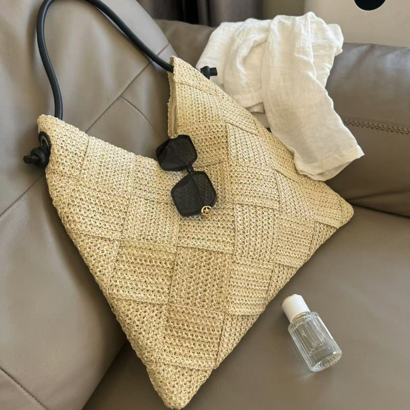 Women's Hollow Cotton Thread Woven Idle Style Portable Seaside Vacation Women's Messenger Bag