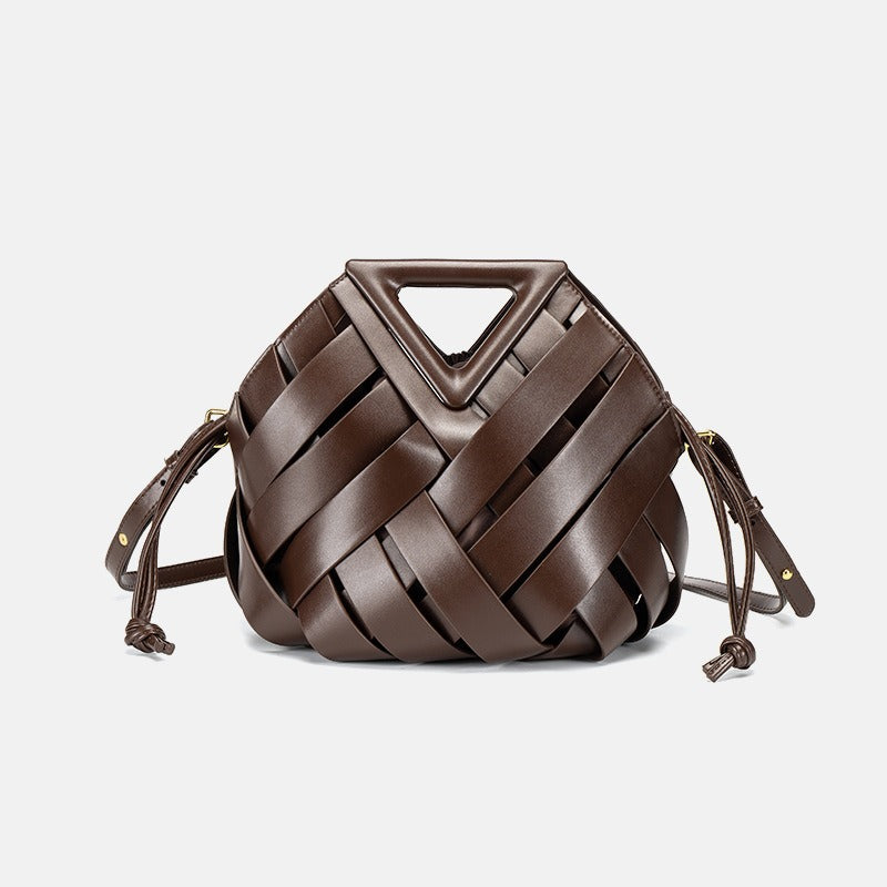 Women's Inverted Triangle Portable Vegetable Basket Hand Drawstring Women's Messenger Bag