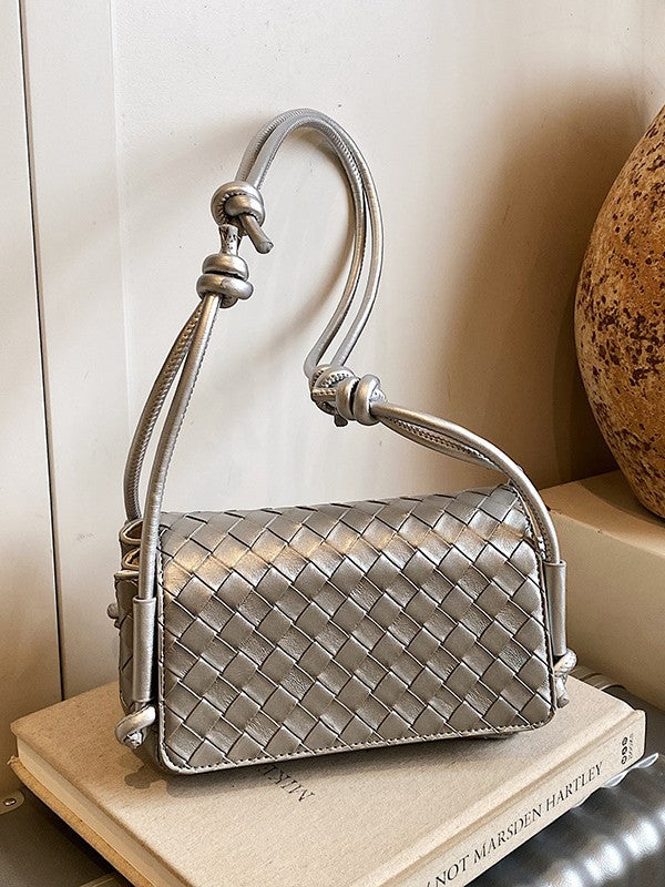 Solid Color Woven Simple Personality Underarm Women's Shoulder Bag
