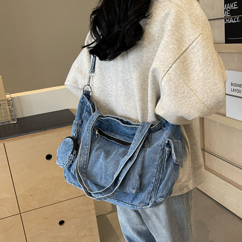 Women's Denim Canvas Large Capacity Shopping Camp Easy Matching Leisure Women's Messenger Bag