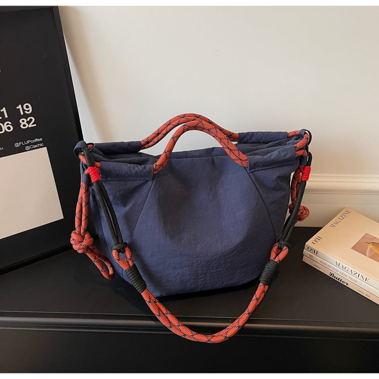Capacity Waterproof Nylon Cloth College Solid Women's Shoulder Bag