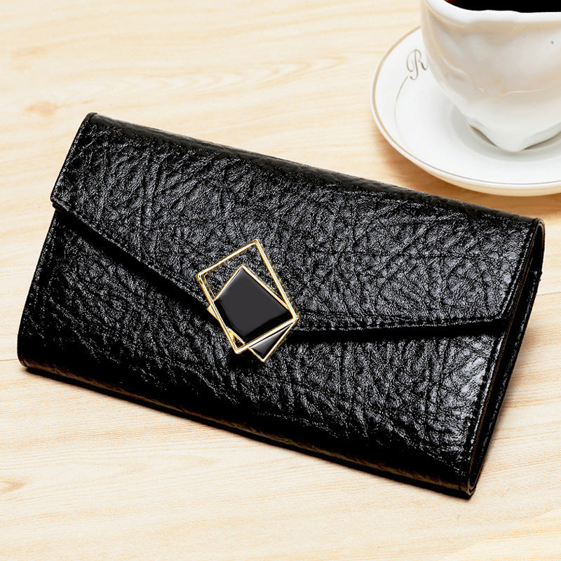 Women's Long Classy Envelope Fashion Genuine Leather Vintage Ladies Wallet