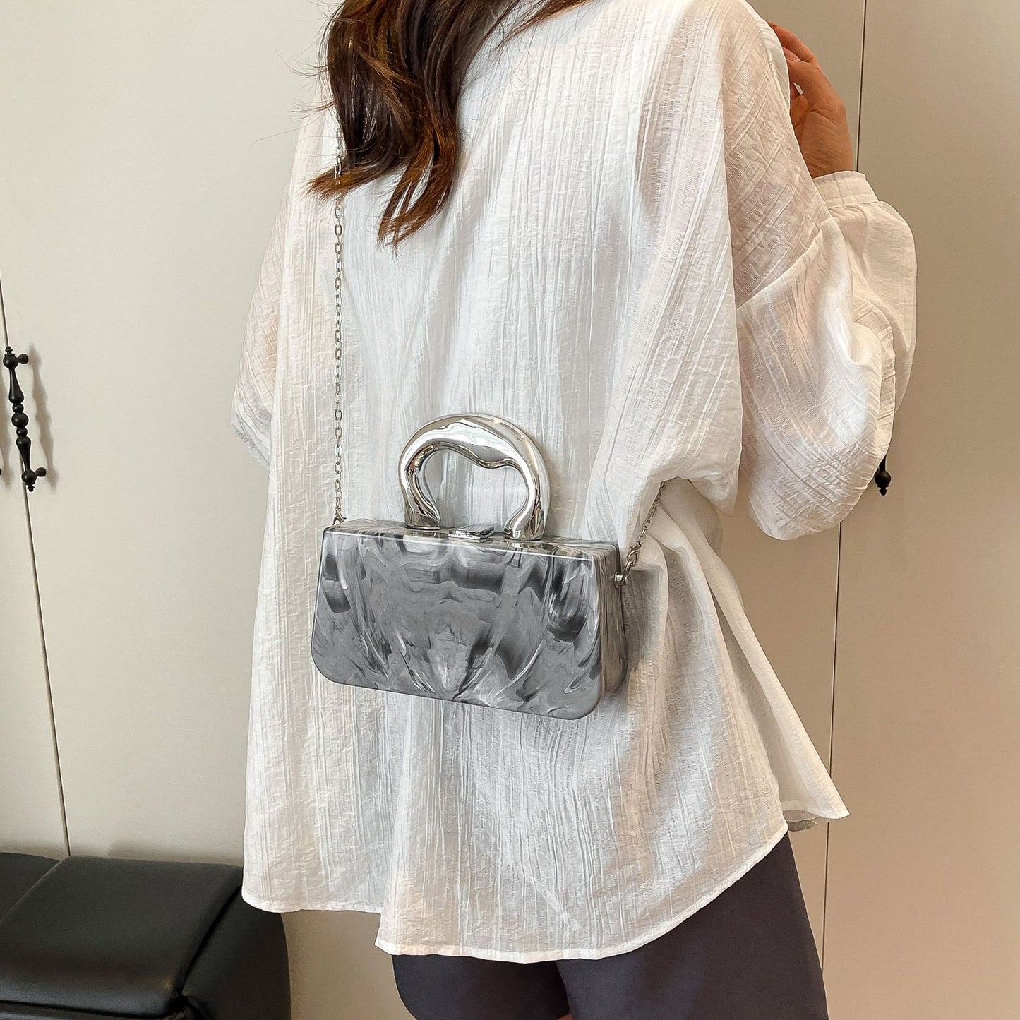 Women's Candy Color Box Spring Ice Crack Dinner Bag