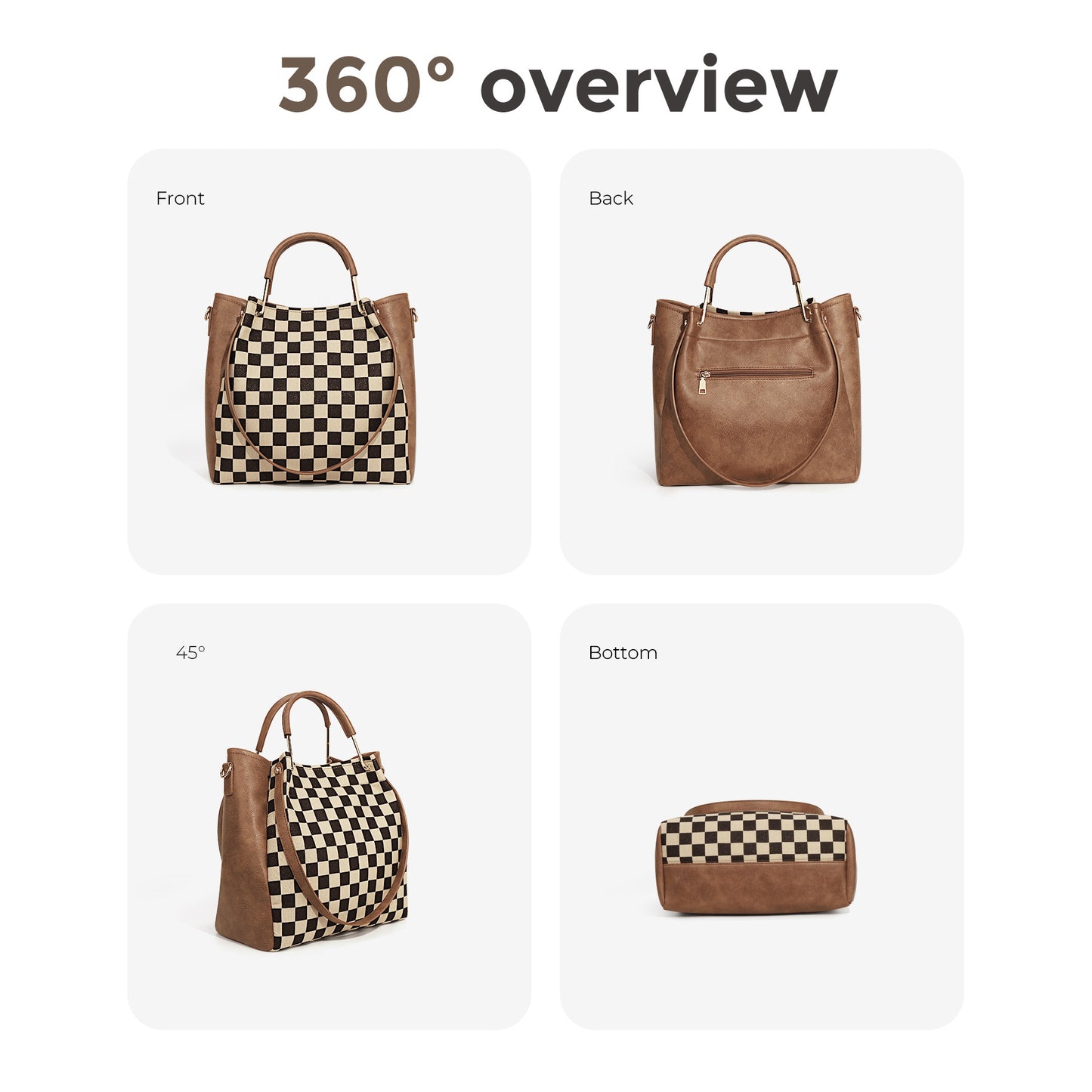 Fashion Black White Plaid Simple Elegant Retro Women's Messenger Bag