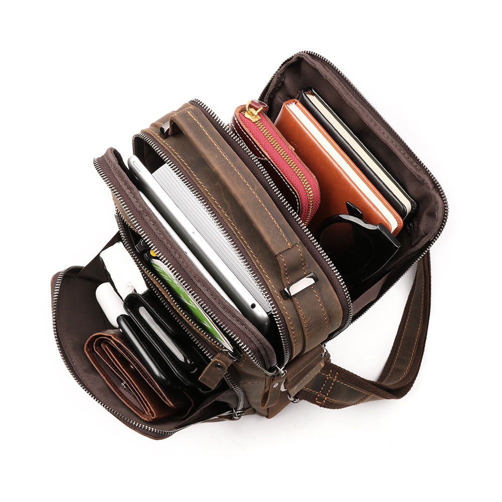 Men's Leather Retro Crazy Horse High Sense Men's Shoulder Bag