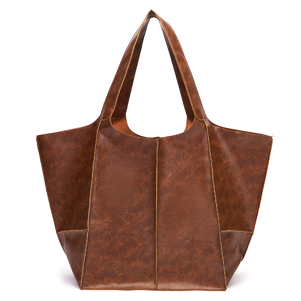 Oil Wax Soft Leather Large Capacity For Women's Handbag
