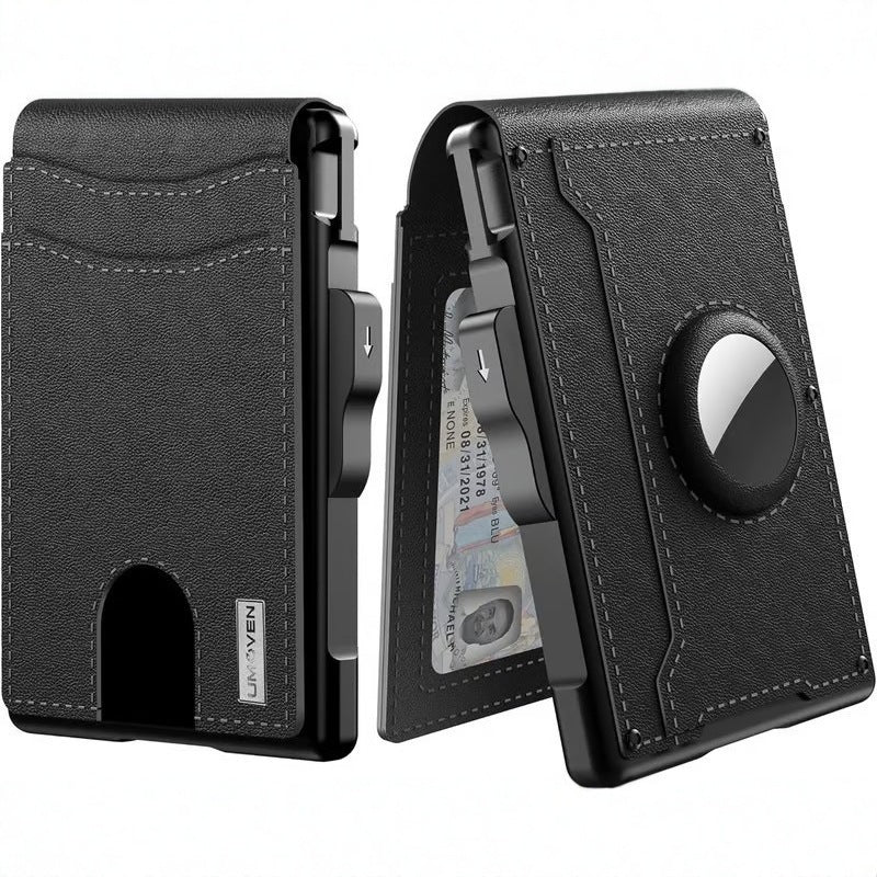 Men's Long Large Capacity Position Flip Carbon Fiber Card Holder
