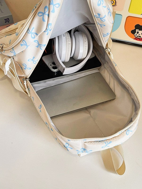 For College Large Capacity Bowknot Full Printing Leisure Backpack
