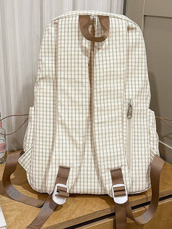 Good-looking Mori Style Fresh Plaid Heart Korean Party Backpacks