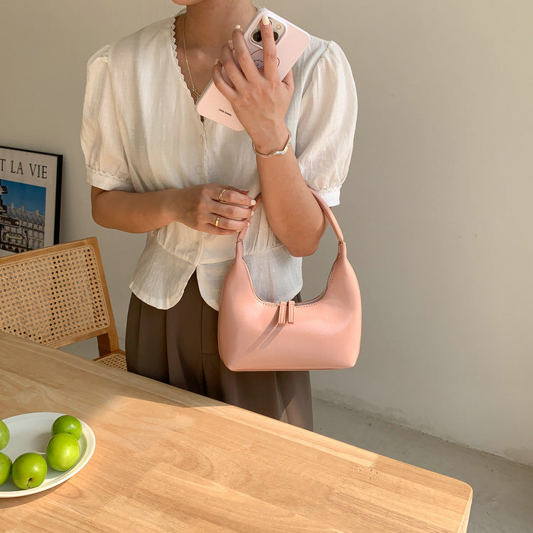 Women's Korean Style Niche High Sense Underarm Patent Leather Moon Women's Shoulder Bag