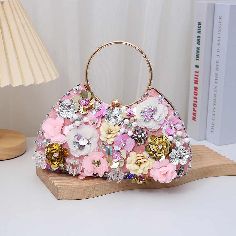 Women's Cheongsam Banquet Clothes Flower Sequin Temperamental Handbags