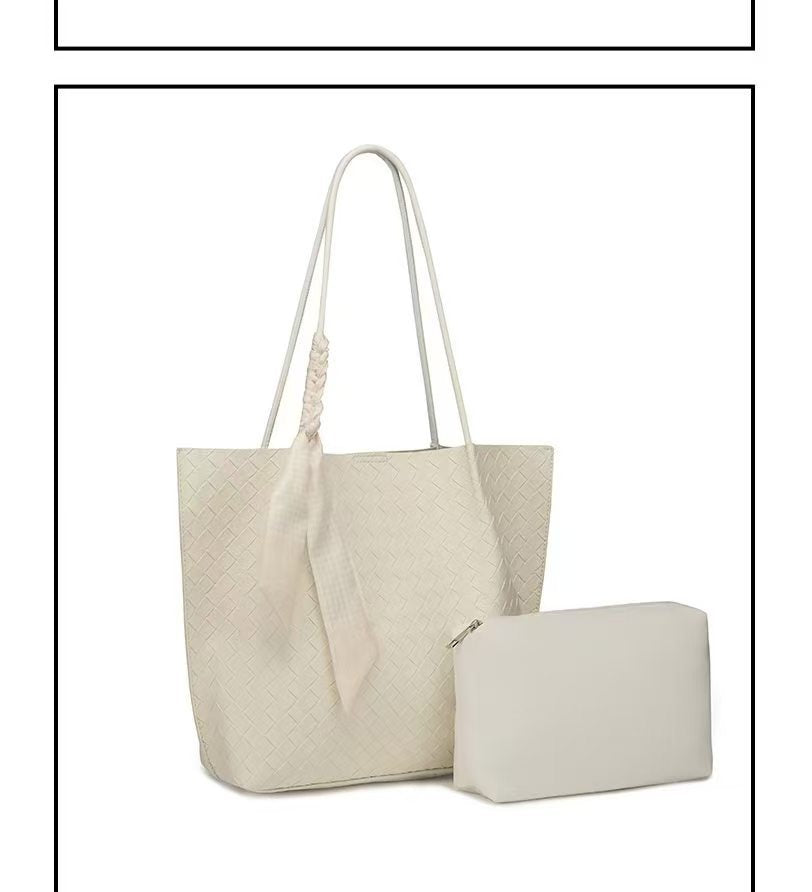 Women's High-grade Large Capacity Woven Genuine Leather Tote Bag