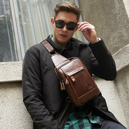 Men's Retro Oil Wax Skin Large Capacity Bags
