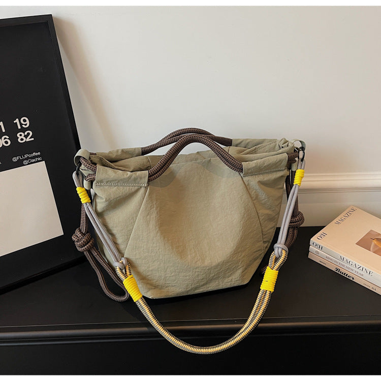 Capacity Waterproof Nylon Cloth College Solid Women's Shoulder Bag