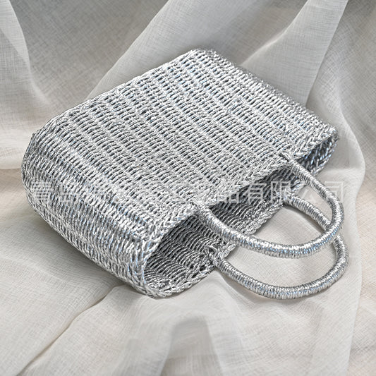 Women's Sier Hand-woven Fashion Woven Shopping Underarm Handbags