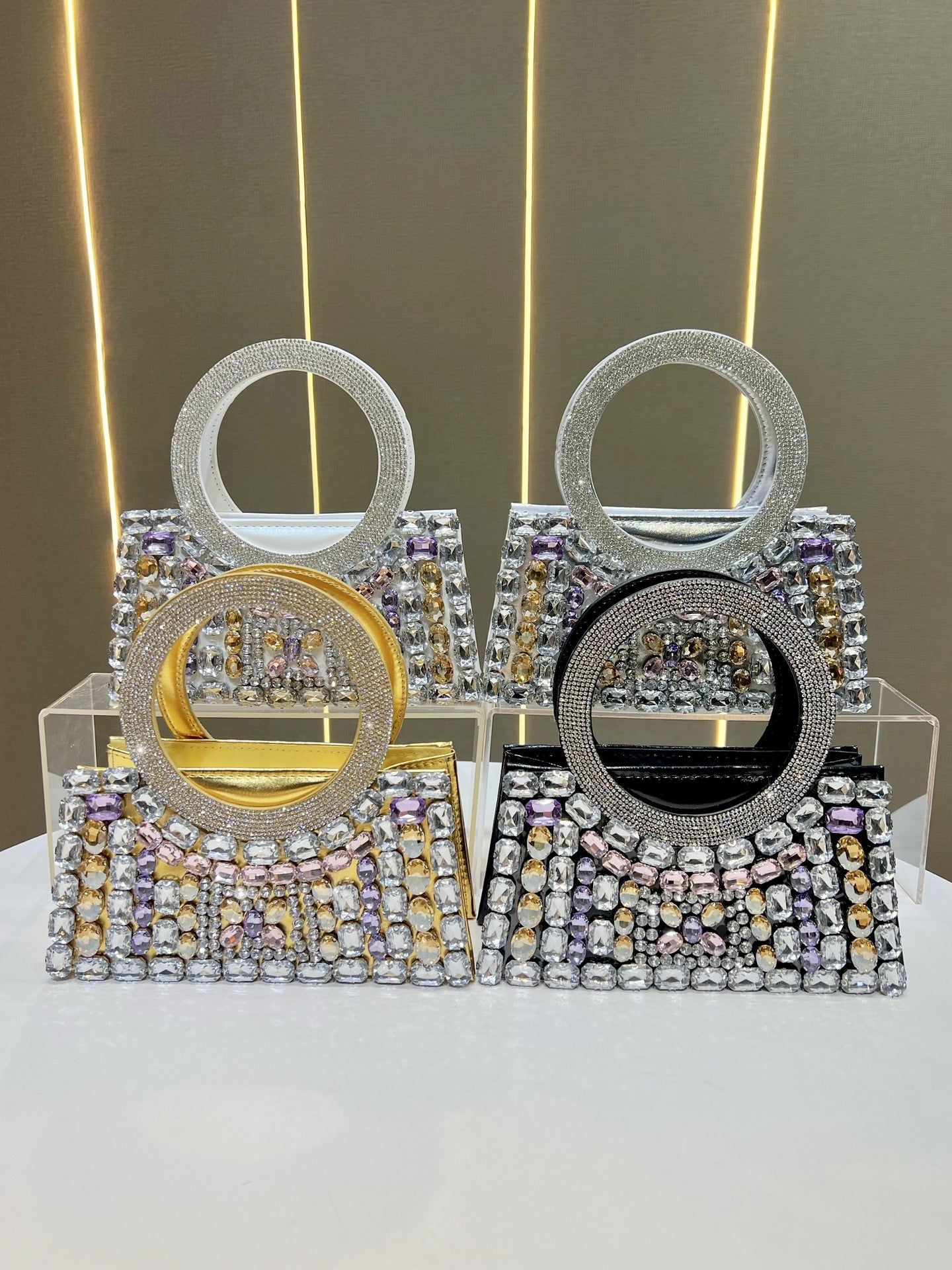 Women's Fashion High-grade Full Diamond Light Luxury Dinner Bag