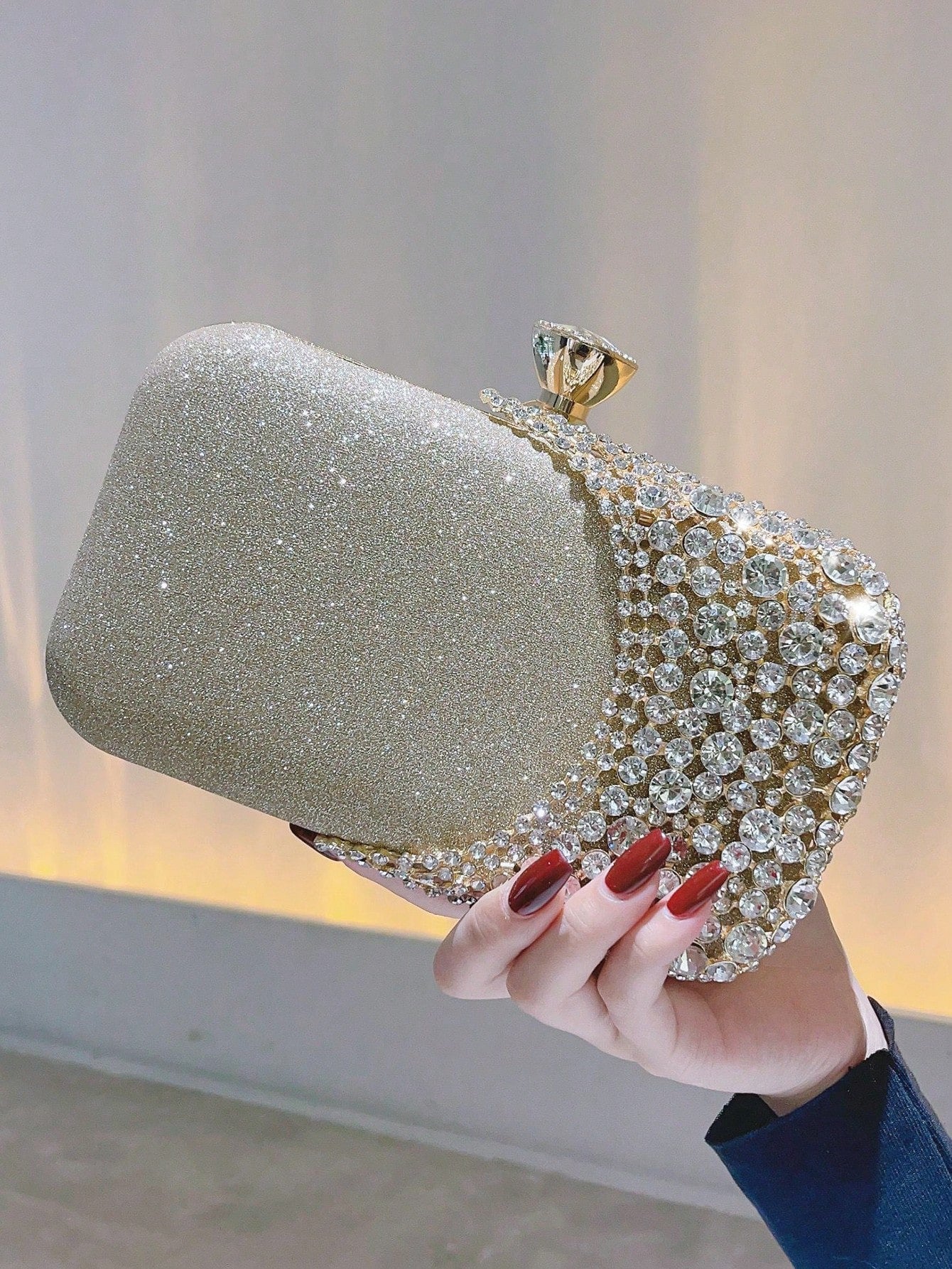With Diamond Banquet Dress Garment Clutch Portable Hand Holding Wedding Dinner Bag