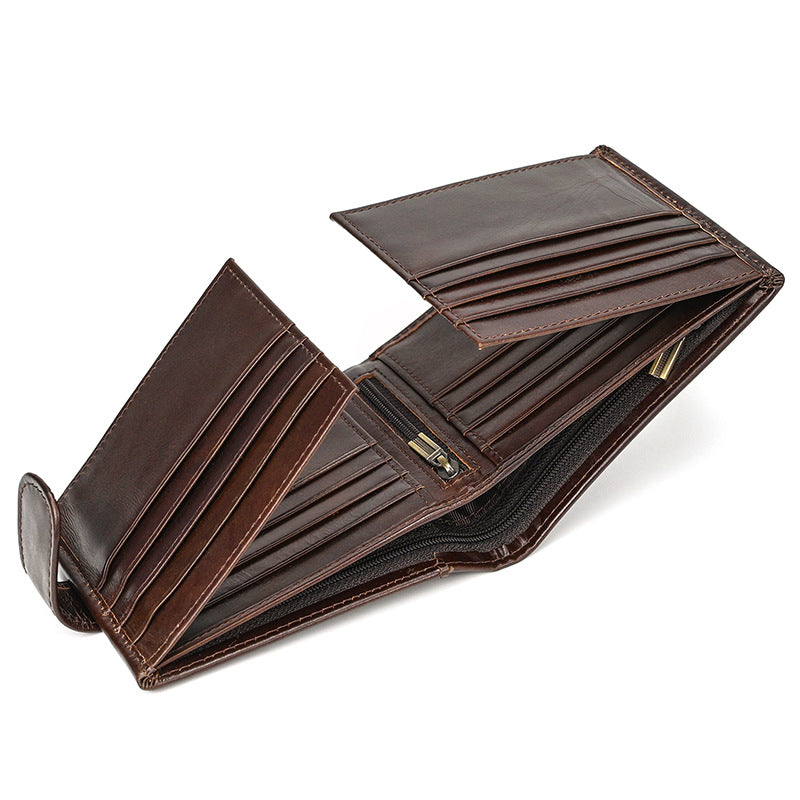 Men's Genuine Leather Vertical Fashion Vintage Cowhide Men's Wallet