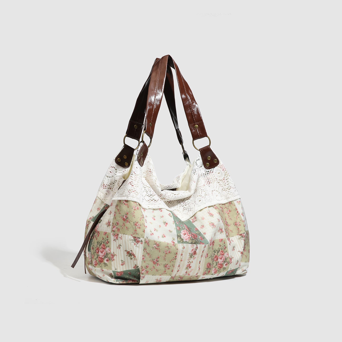 Women's Floral Cotton Stitching Hollow Embroidered Fresh Women's Shoulder Bag