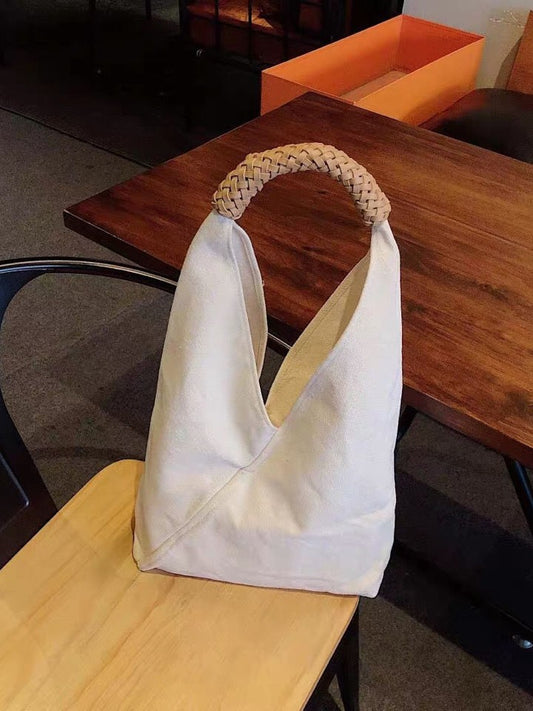 Plant Dyed Canvas Woven Triangle Wood Rubbing Style Fresh Tote Bag